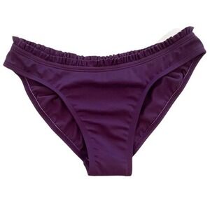 AERIN ROSE Violet Purple Ruffle Trim Bikini Bottoms